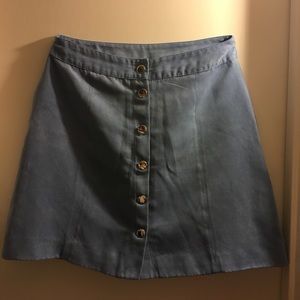 Divided H&M Blue Suede Skater Skirt Button Up